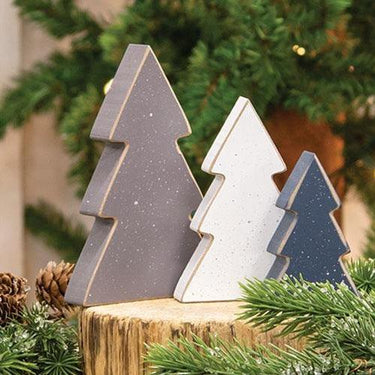 3 Set Chunky Snowy Christmas Tree Sitters - The Fox Decor